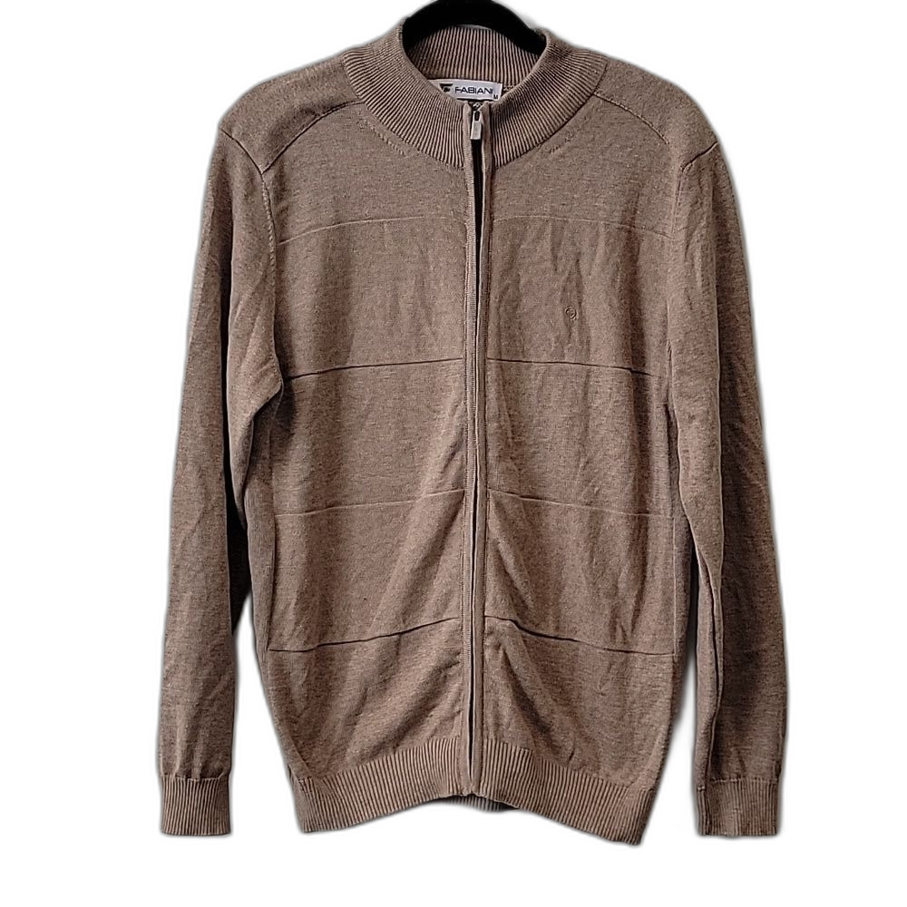 Sasha Fabiani Men's Beige Zip-Up Sweater